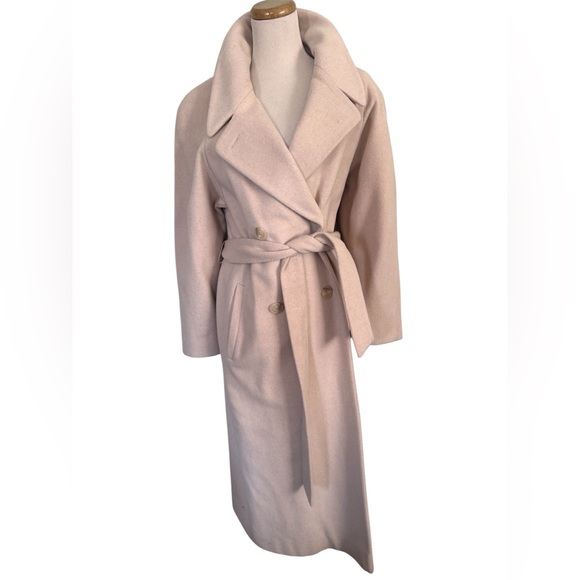[Evan Picone] Vintage Cream Maxi Wool and Cashmere Blend Belted Coat Sz: 10P - Picture 4 of 16